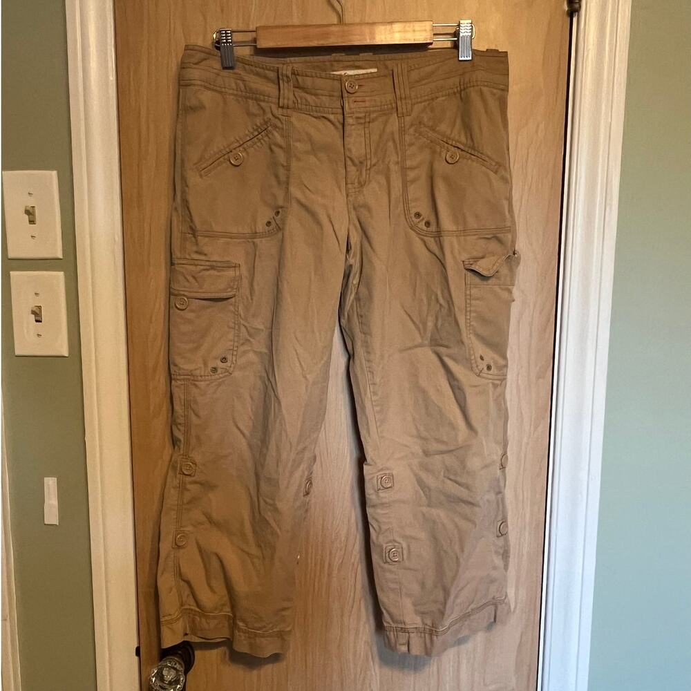 Vintage Y2K Aeropostale Cargo Capris Tan Size 12 Skater Grunge
